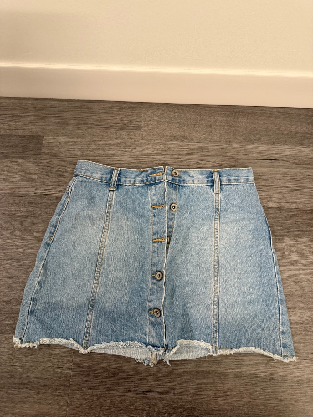 Forever 21 Light Blue Denim Button-Front Mini Skirt